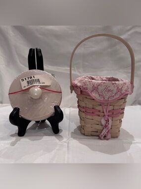 Longaberger Pink-Trim 'Hope' Handwoven Accent Basket